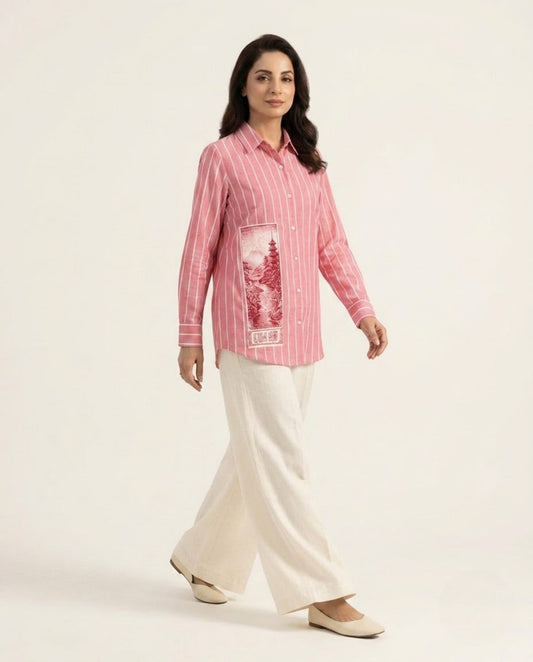 Baby Pink Stripe Cotton Co-ord Set