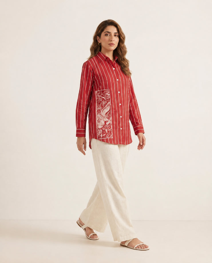 Red Stripe Cotton Co-ord Set