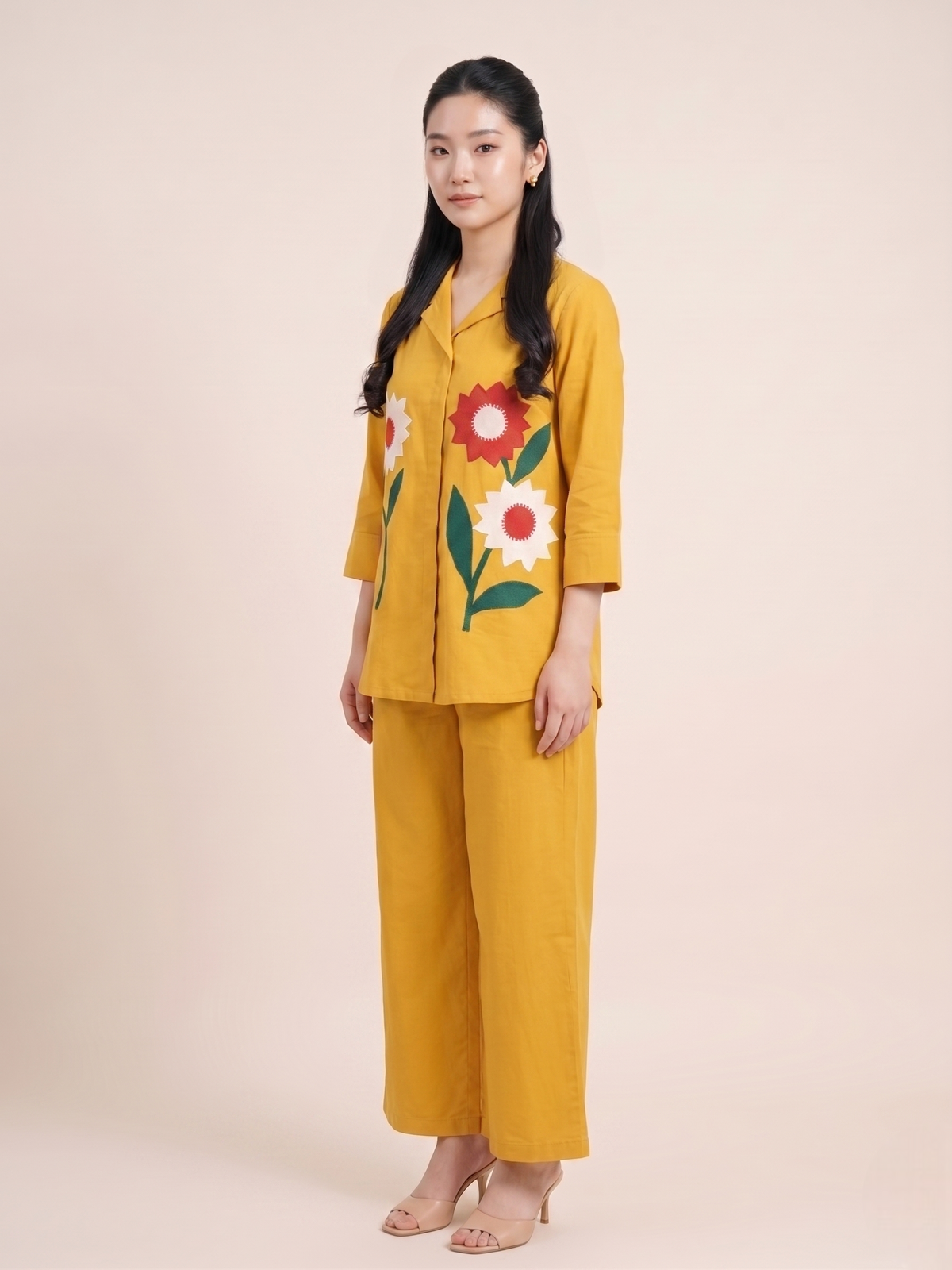 Sun-Kissed Elegance: Premium Cotton Floral Co-ord Set in Plus Sizes 3XL & 5XL