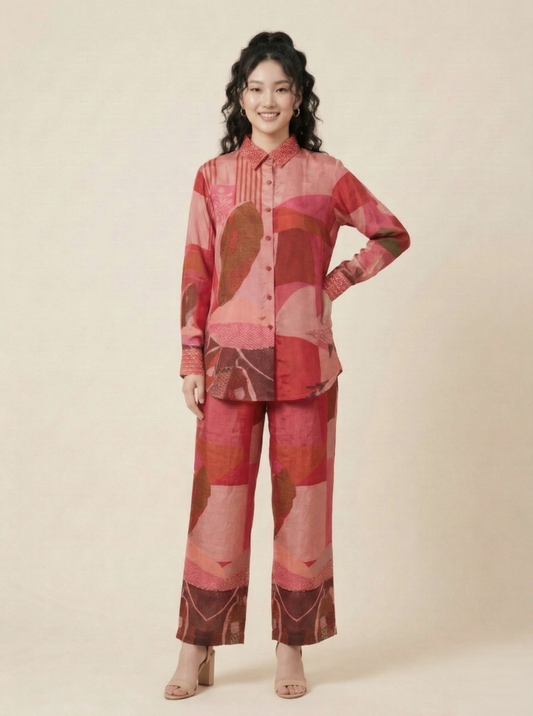 The Modern Muse Abstract Crepe Cord Set