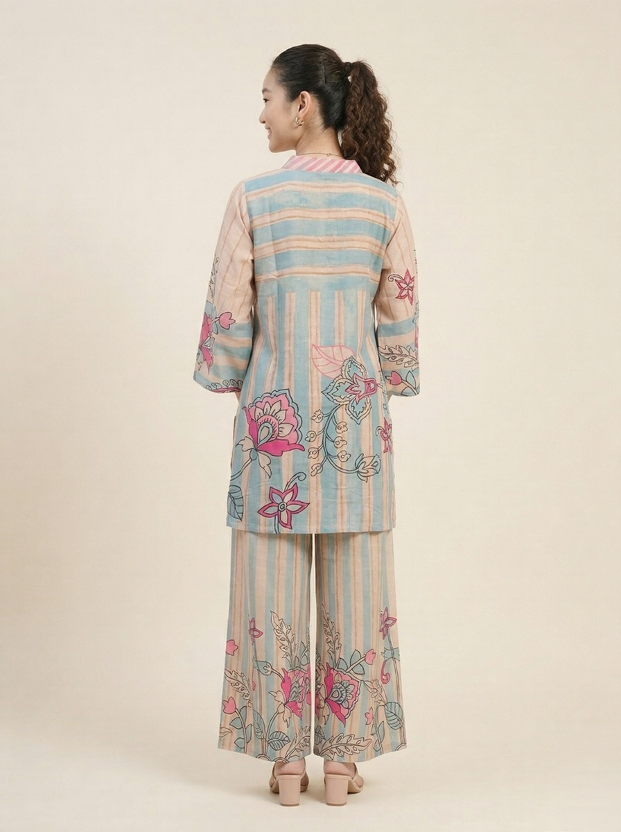 Blush Stripes Pure Natural Linen Co-Ord Set