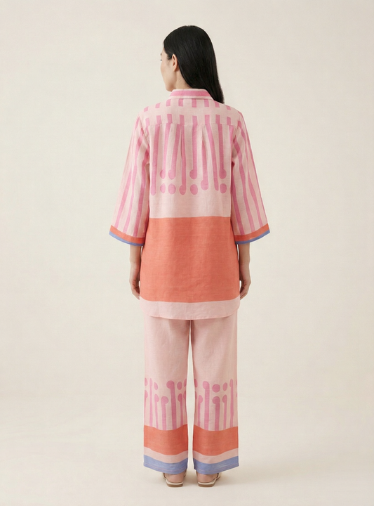 Blush Sunset Pure Natural linen Summer Co-Ord Set