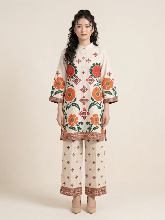 Handloom Cotton Floral Print Co-Ord Set