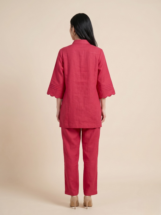 Crimson Pink Embroidered Co-ord Set