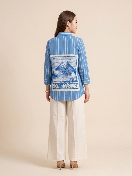 Ocean Blue Striped Pure Cotton Co-ord Set