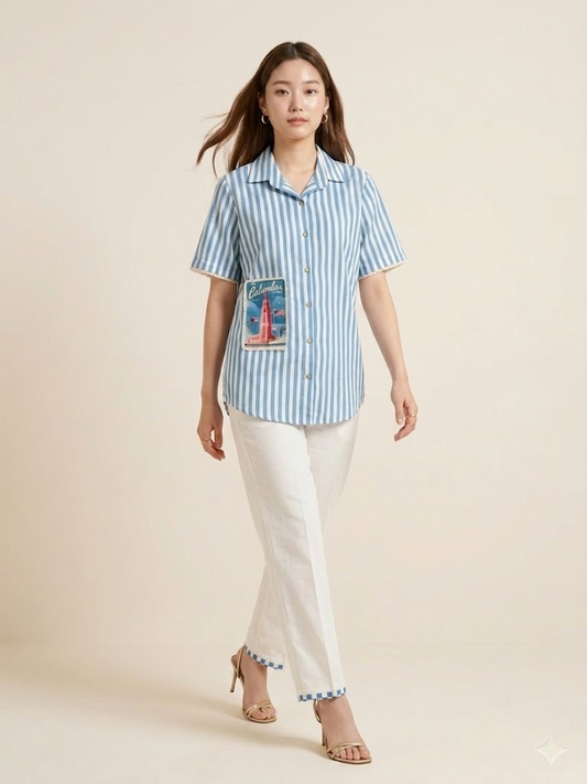 Classic Blue Stripe Cotton Co-ord Set