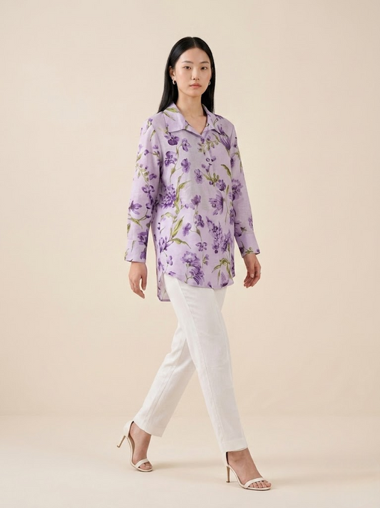 Lavender Bloom Premium Cupro Muslin Shirt