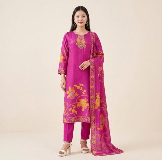 Urban Ethnic Magenta Crepe Kurta Set