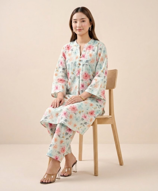 Pastel Garden Chikankari Co-ord set