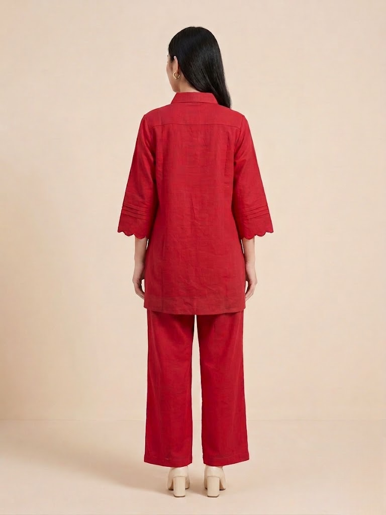 Ruby Red Embroidered Co-ord Set