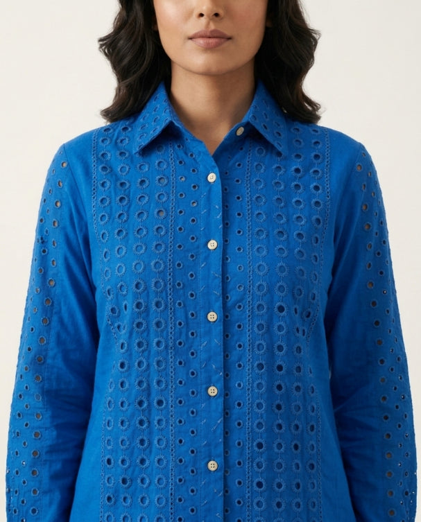 Blue Cambric Cotton Co-ord Set