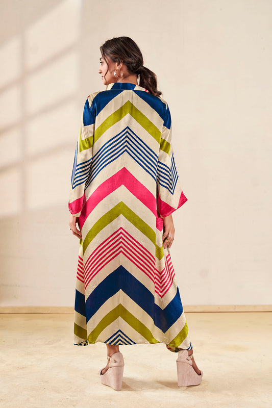 The Artisan’s Stripe Pure Gajji Silk Maxi Dress