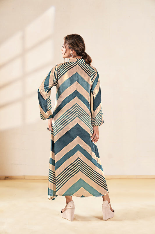 Teal Luxe Pure Gajji Silk Maxi Dress