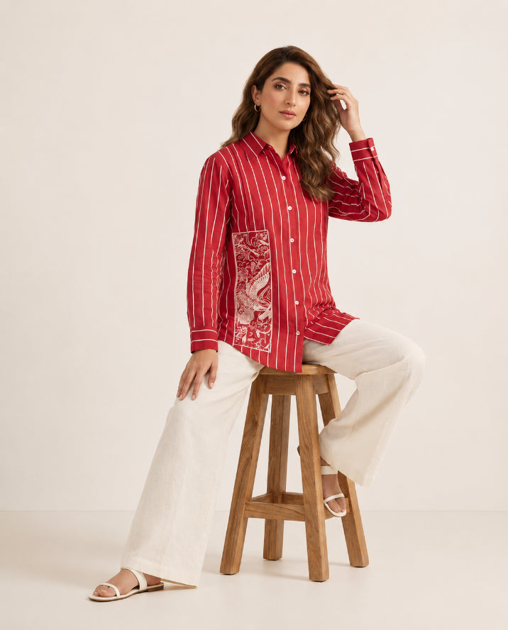 Red Stripe Cotton Co-ord Set