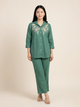 Pastel Sage Floral Embroidered Cotton Co-ord Set