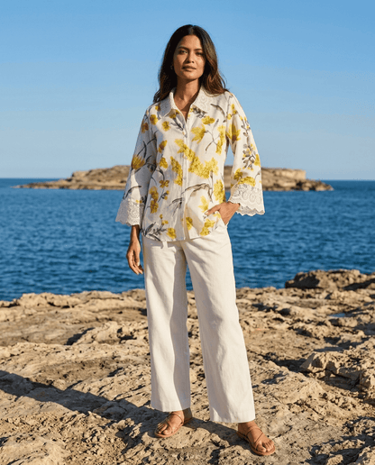 OffWhite Floral Printed Cupro Silk Shirt