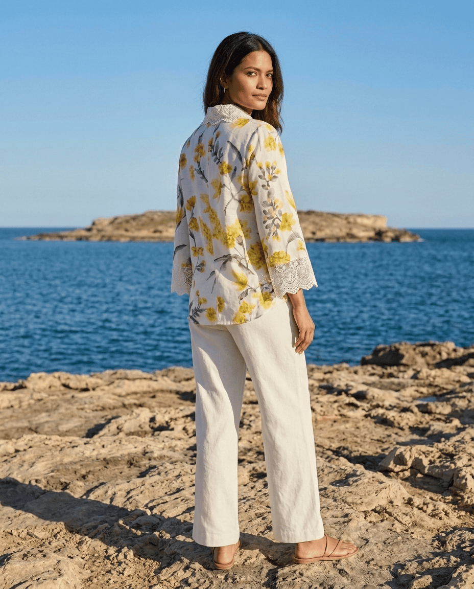OffWhite Floral Printed Cupro Silk Shirt