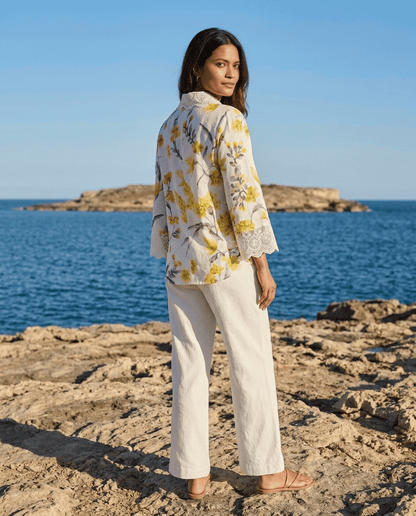 OffWhite Floral Printed Cupro Silk Shirt