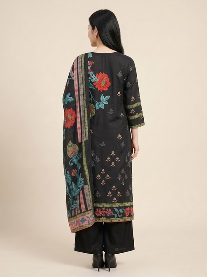 Floral Elegance Natural Crepe Kurta Set