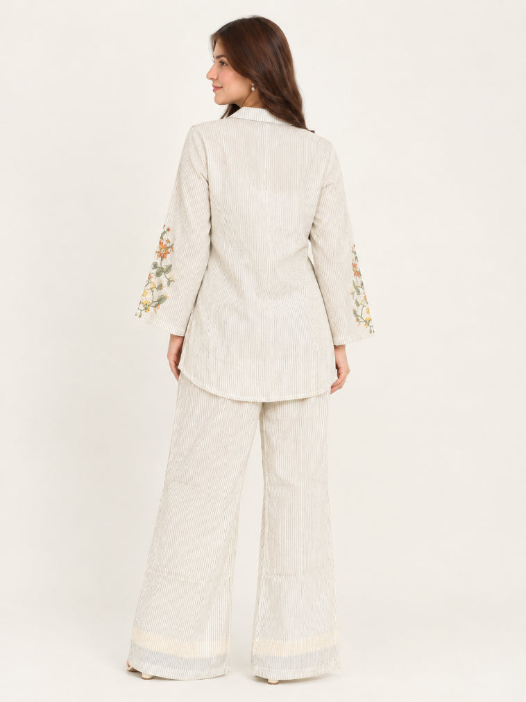 Pista Green Thread Work Shimmer Co-ord Set