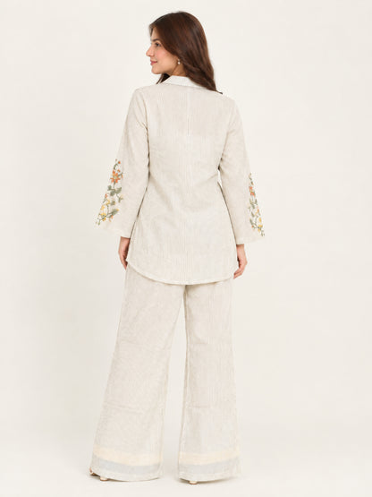 Pista Green Thread Work Shimmer Co-ord Set