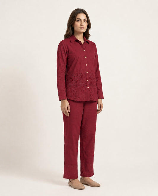 Red Cambric Cotton Co-ord Set