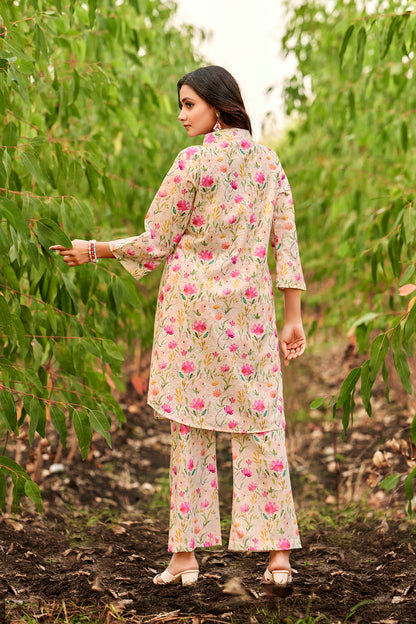 Hand-Printed Effect Linen Slub Co-ord Set