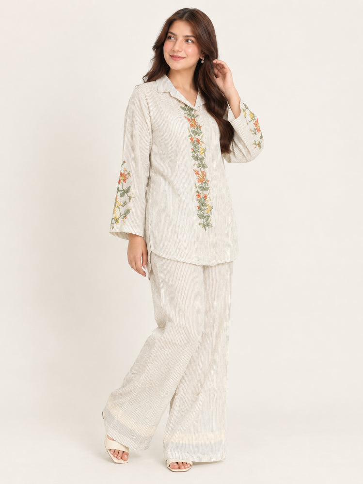 Pista Green Thread Work Shimmer Co-ord Set