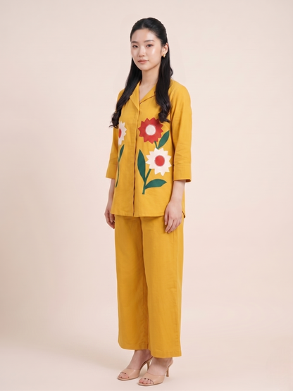 Sun-Kissed Elegance: Premium Cotton Floral Co-ord Set in Plus Sizes 3XL & 5XL
