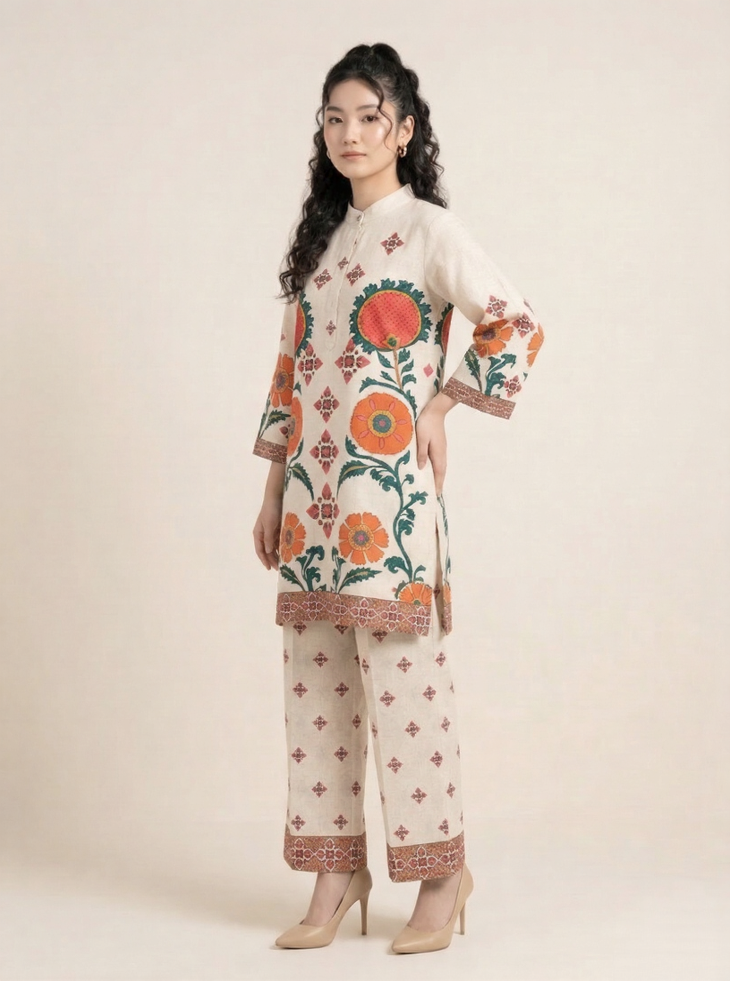 Handloom Cotton Floral Print Co-Ord Set