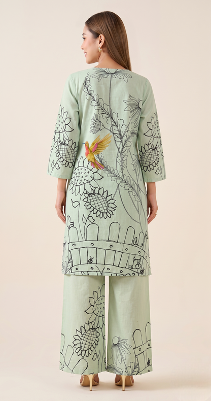Sage Botanical Handloom Cotton Co-ord Set