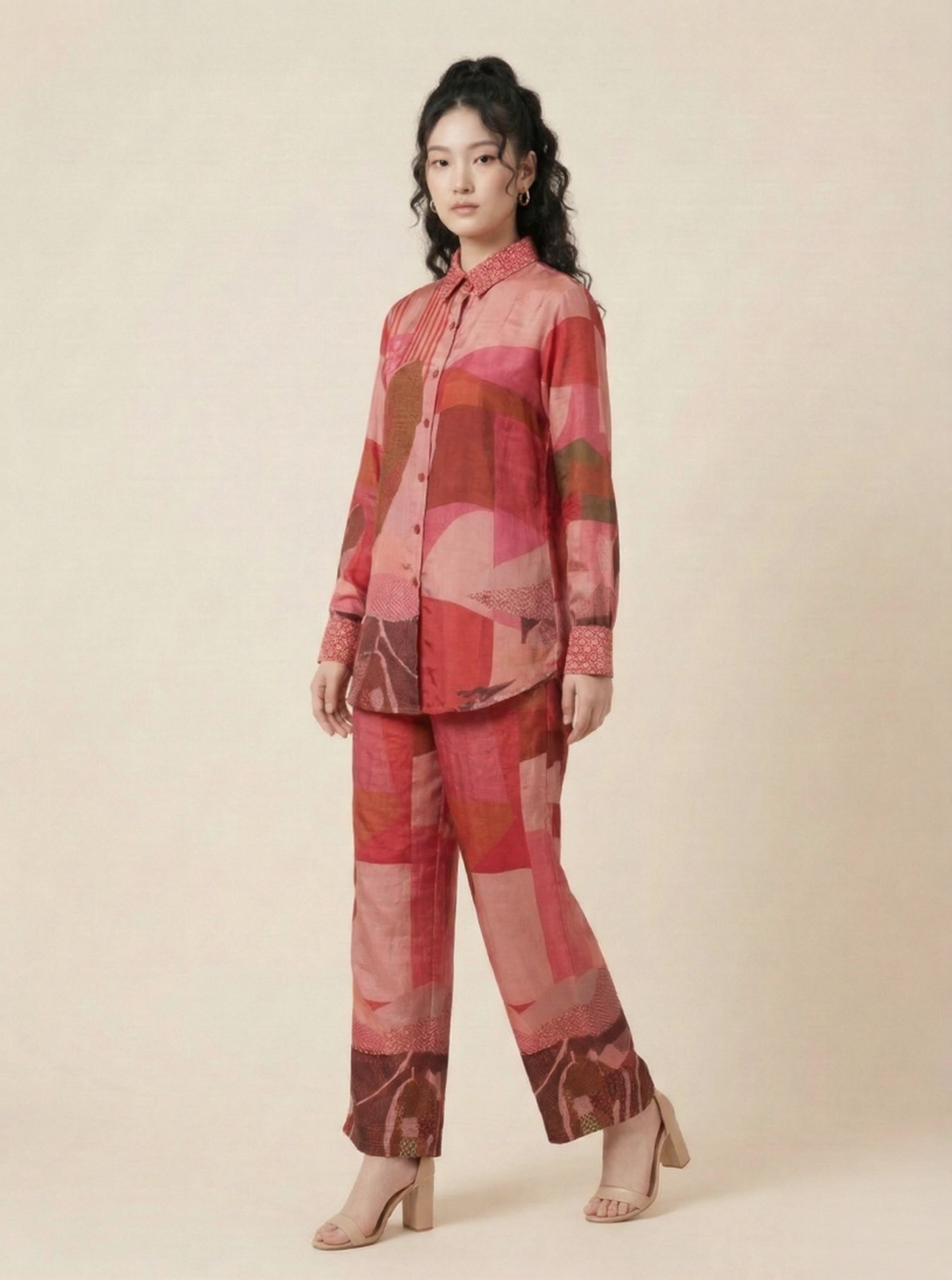 The Modern Muse Abstract Crepe Cord Set