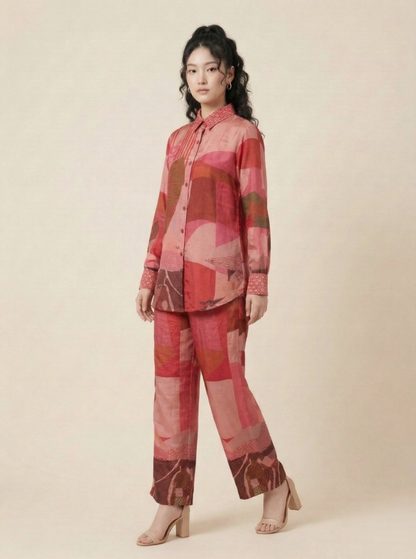 The Modern Muse Abstract Crepe Cord Set