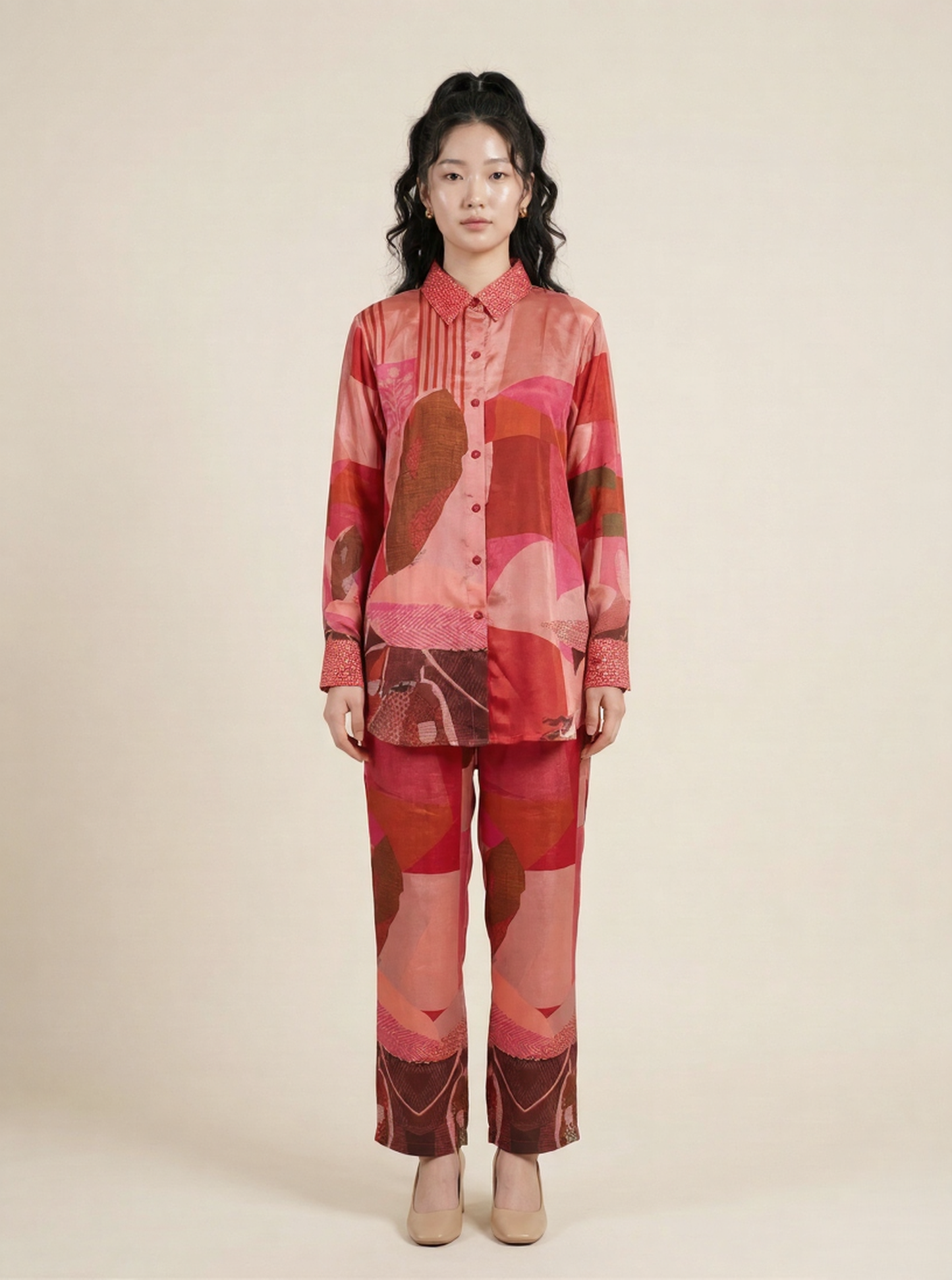The Modern Muse Abstract Crepe Cord Set