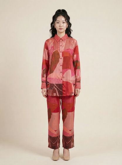 The Modern Muse Abstract Crepe Cord Set