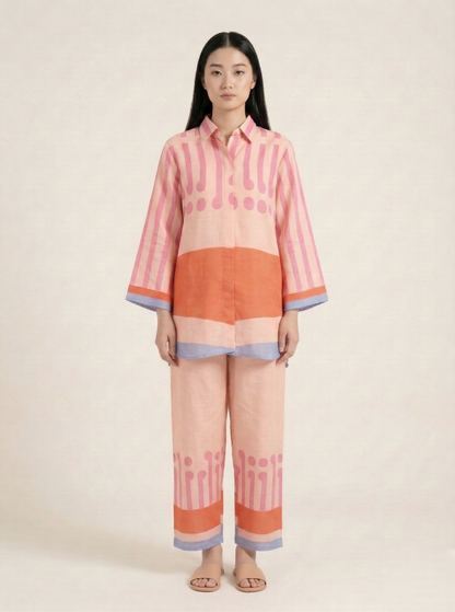 Blush Sunset Pure Natural linen Summer Co-Ord Set