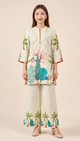 Natural Linen Hand-Painted Peacock Co-ord Set