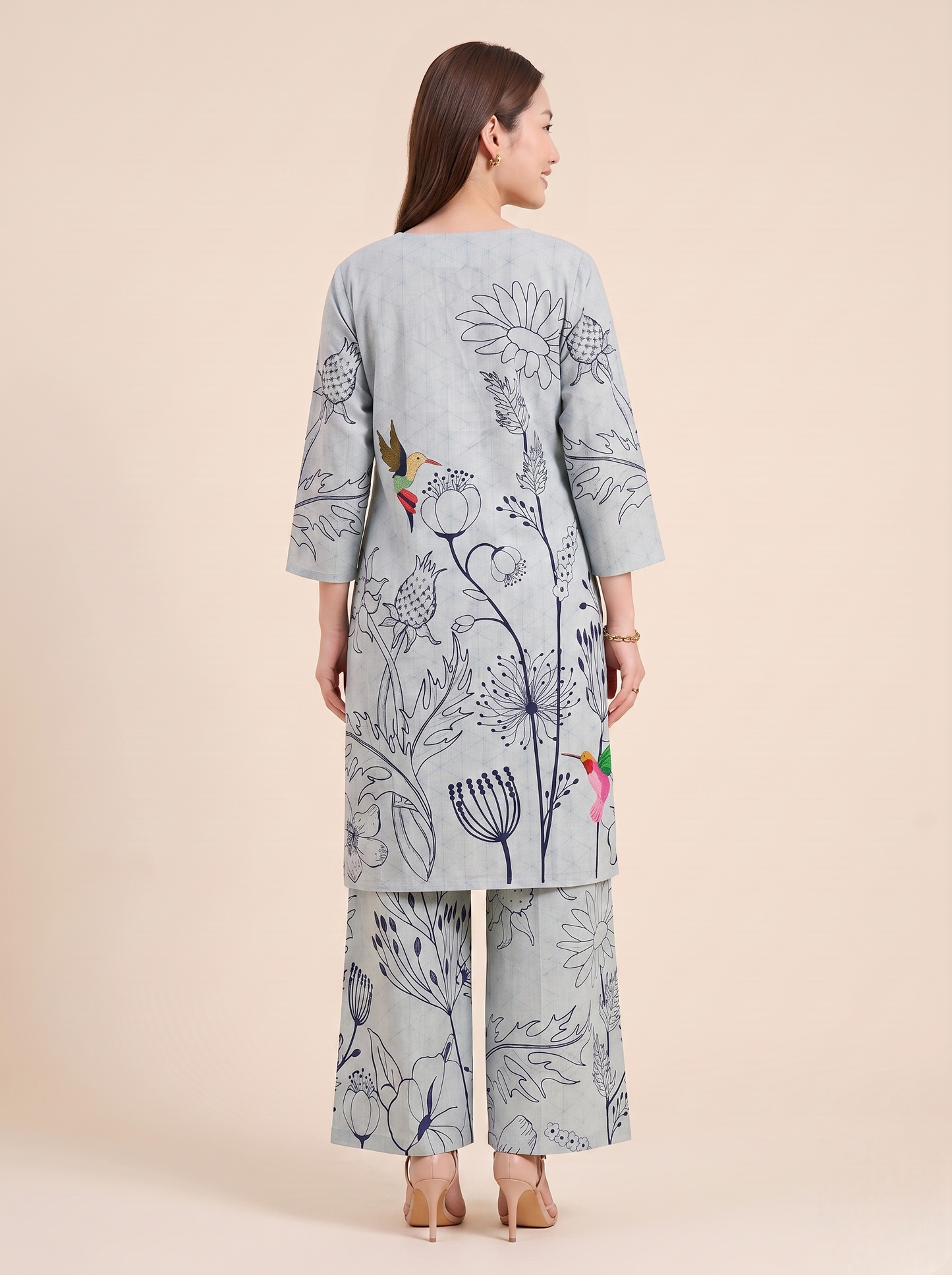 Azure Bloom Pure Handloom Cotton Co-ord Set