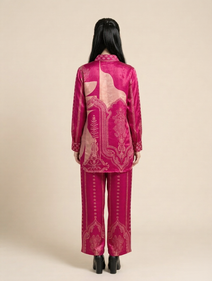 Pink Paisley Elegance Crepe Co-ord Set
