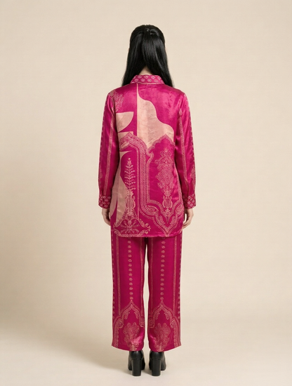 Pink Paisley Elegance Crepe Co-ord Set