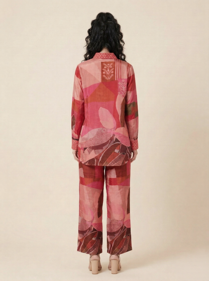 The Modern Muse Abstract Crepe Cord Set