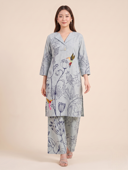 Azure Bloom Pure Handloom Cotton Co-ord Set