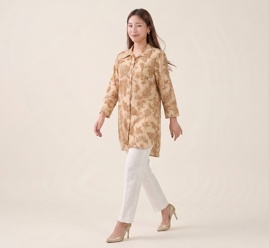 Breezy Beige Autumn Leaf Premium Cupro Muslin Shirt