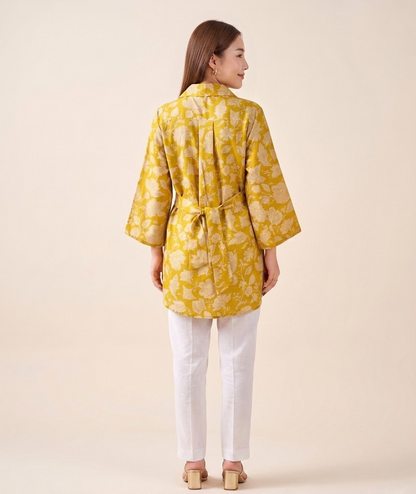 Marigold Boho with Adjustable Back Tie Muslin Shirt