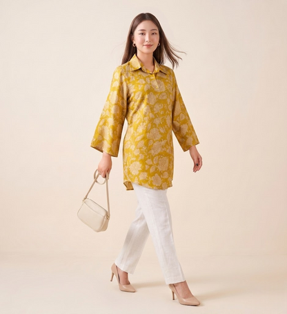 Marigold Boho with Adjustable Back Tie Muslin Shirt