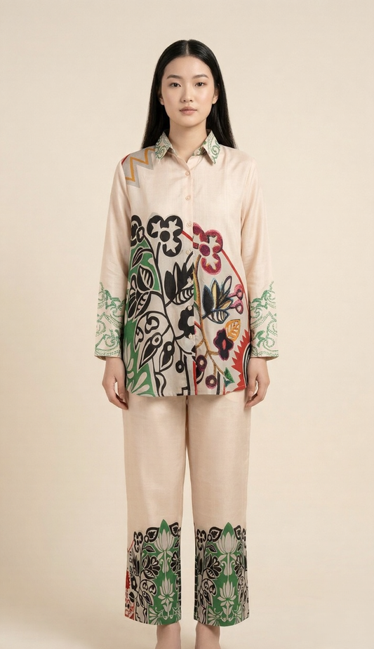 Ivory Garden Designer Muslin Co-Ord Set