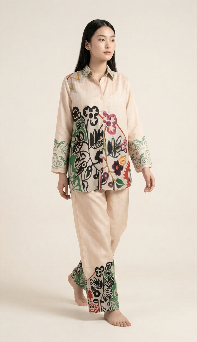 Ivory Garden Designer Muslin Co-Ord Set