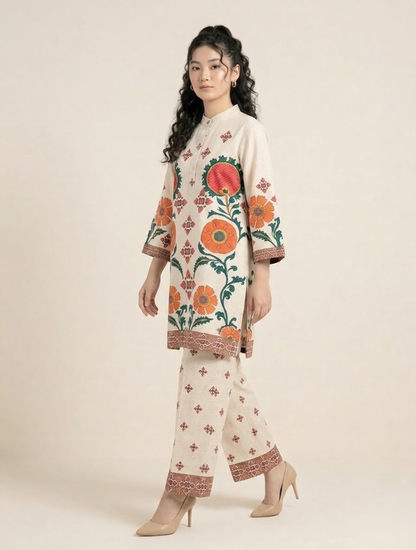 Handloom Cotton Floral Print Co-Ord Set