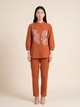 Earthy Rust Embroidered Cotton Co-ord Set