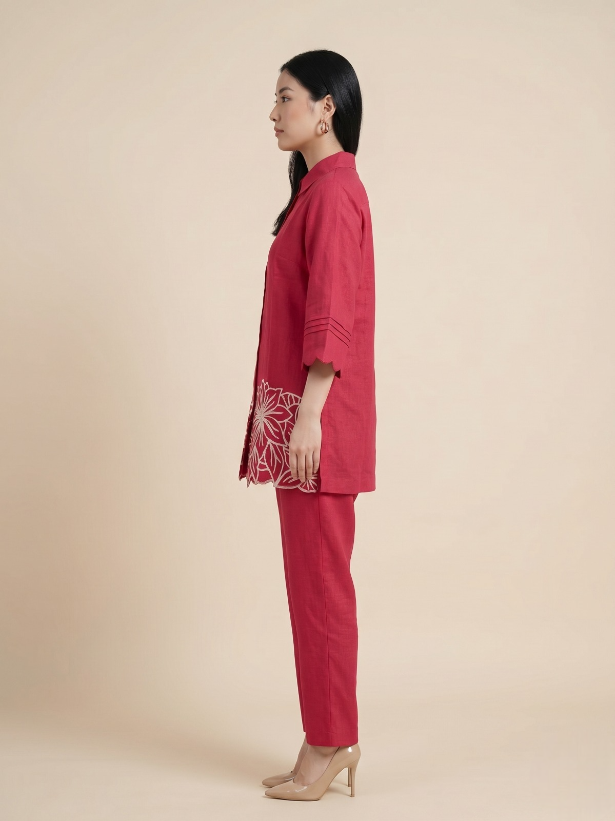 Crimson Pink Embroidered Co-ord Set